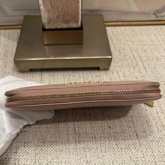 Burberry Shimmery Pink Leather Zip Around Wallet - Picture 6 of 10